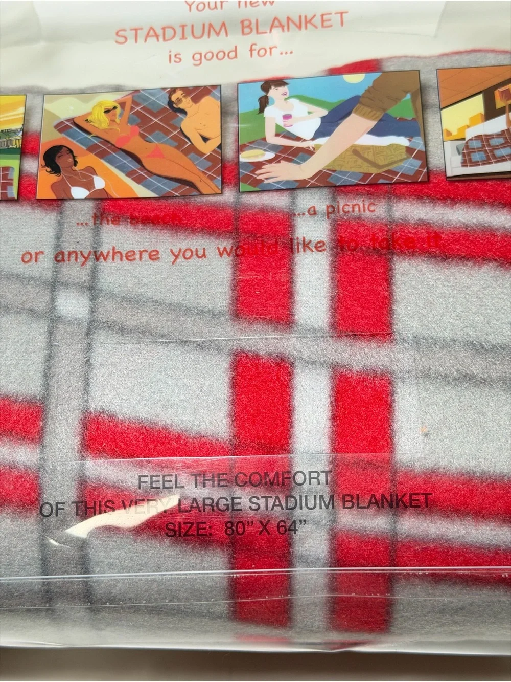Vintage Liz Claiborne Plaid Stadium Blanket 80” x 64”